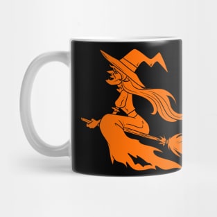 Halloween Orange Wich Silhouette Mug